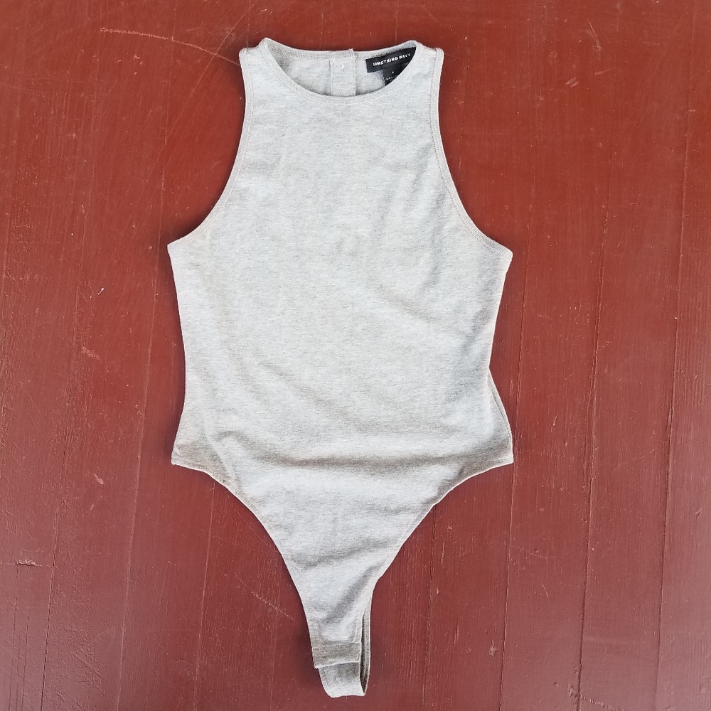 Something Navy Gray Bodysuit. Size S.